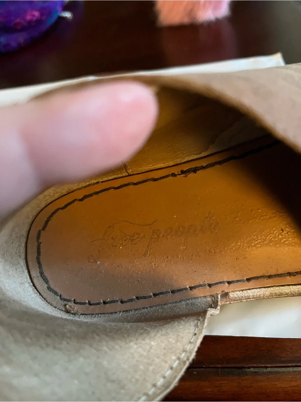 Free People Tan Leather Open-Side Mule Sandals